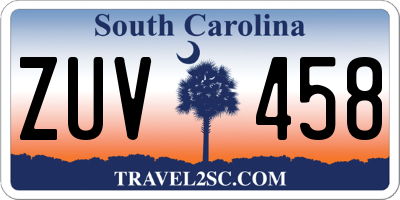 SC license plate ZUV458
