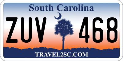SC license plate ZUV468