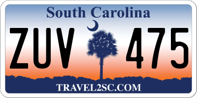 SC license plate ZUV475