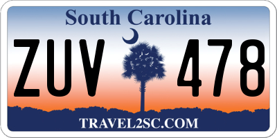 SC license plate ZUV478