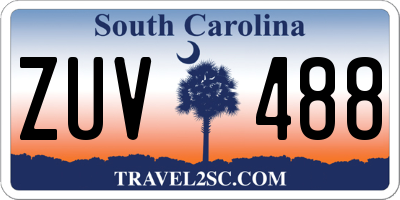 SC license plate ZUV488