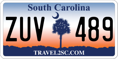 SC license plate ZUV489