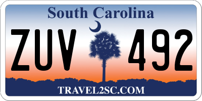 SC license plate ZUV492