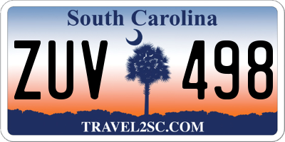 SC license plate ZUV498