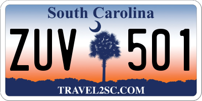 SC license plate ZUV501
