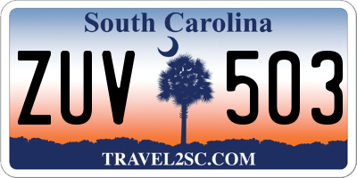 SC license plate ZUV503