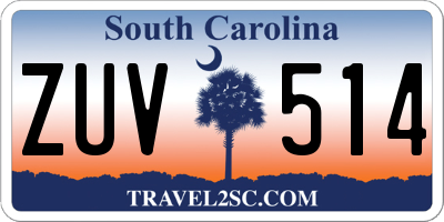 SC license plate ZUV514