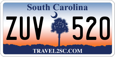 SC license plate ZUV520