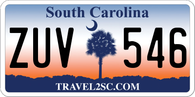 SC license plate ZUV546