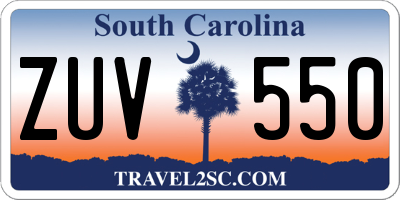 SC license plate ZUV550