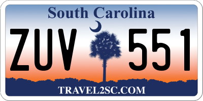 SC license plate ZUV551