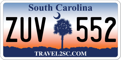 SC license plate ZUV552