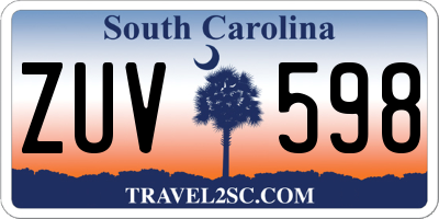 SC license plate ZUV598