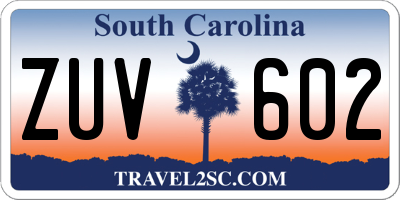 SC license plate ZUV602