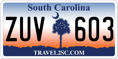 SC license plate ZUV603