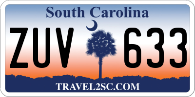 SC license plate ZUV633