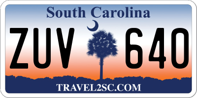 SC license plate ZUV640