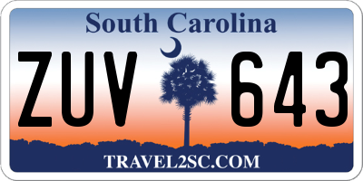 SC license plate ZUV643