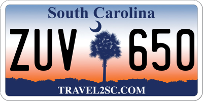 SC license plate ZUV650