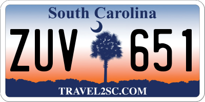 SC license plate ZUV651