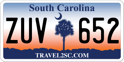 SC license plate ZUV652