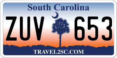 SC license plate ZUV653