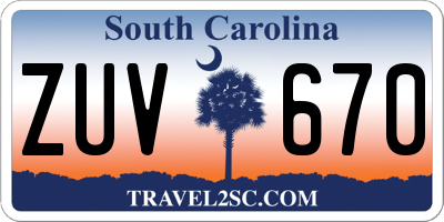 SC license plate ZUV670