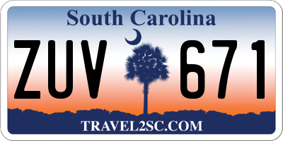 SC license plate ZUV671
