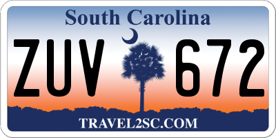 SC license plate ZUV672
