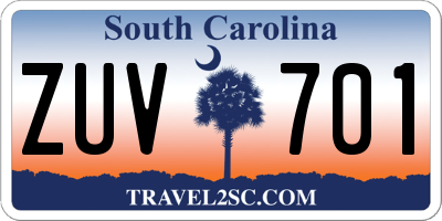 SC license plate ZUV701