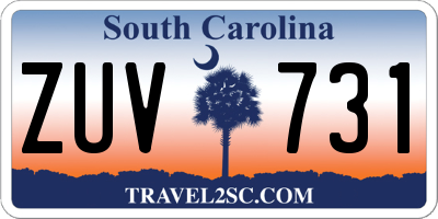 SC license plate ZUV731