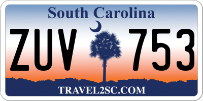 SC license plate ZUV753