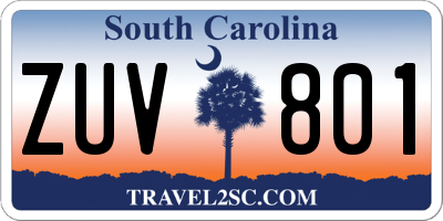 SC license plate ZUV801