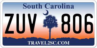 SC license plate ZUV806