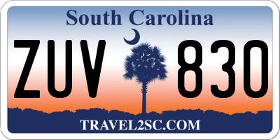 SC license plate ZUV830