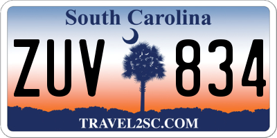SC license plate ZUV834