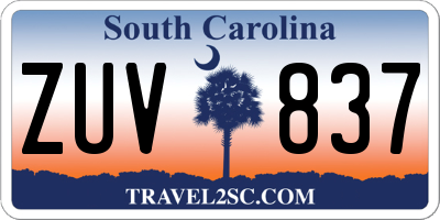 SC license plate ZUV837