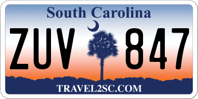 SC license plate ZUV847