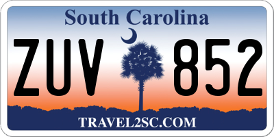 SC license plate ZUV852