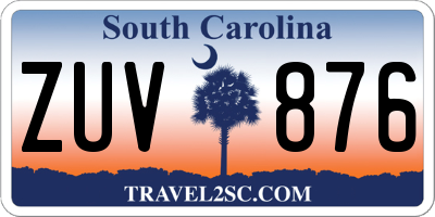 SC license plate ZUV876