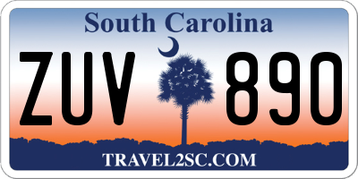 SC license plate ZUV890