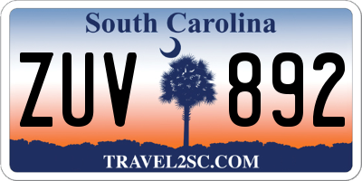 SC license plate ZUV892