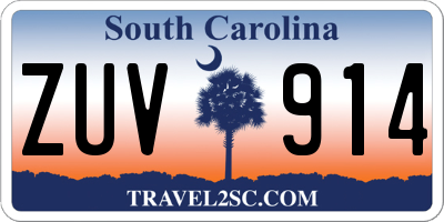 SC license plate ZUV914