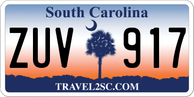 SC license plate ZUV917