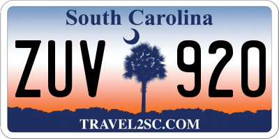 SC license plate ZUV920