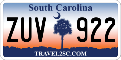 SC license plate ZUV922