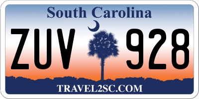 SC license plate ZUV928