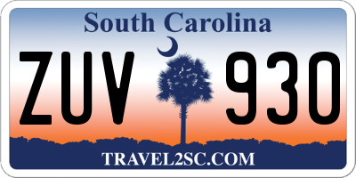 SC license plate ZUV930