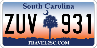 SC license plate ZUV931