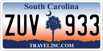 SC license plate ZUV933